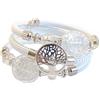 VENEZIA CLASSICA - Bracciale da Donna Albero della vita con perle in Vetro di Murano Originale e vera pelle Toscana, Collezione Bloom, con foglia in oro 24kt o Argento, Made in Italy (bianco)