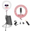 JJ JIANJIN Kit di luci ad anello: 45 cm, luce LED dimmerabile 55W6700k, supporto treppiede, telecomando, scatola per fotocamera, smartphone, YouTube, TikTok, riprese autoritratto, CRI95, rosa..