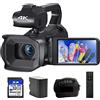 DMETE Videocamera digitale 4K 60FPS Videocamera da 64 MP Webcam Live Stream 4.0quot;Videocamera con zoom 18X for registratore Vlog touch screen Regalo per principianti(64G SD Card)