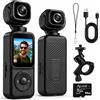 Acuvar Doppia fotocamera tascabile 4K con stabilizzatore cardanico a 3 assi, videocamera per fotografia Pocket Body Cam con WiFi, schermo LCD Face Tracking, stabilizzatore di movimento, rotazione 270