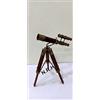 Nautical Replica Hub Telescopio in ottone anticato a doppio barile con supporto in legno