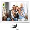 AKLOSIPY Frame di Foto Digitale da 15 Pollici WiFi Smart Picture Frame Touchscreen 32 GB Storage 178 Gradi Visualizza Angolazione Auto Ruota Montata per (Spina europea)