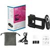 Floweringbeter Kit obiettivo 3 in 1 per fotocamera del telefono cellulare, 100 x 150 x 200 x obiettivo macro con luce a LED per fotografia mobile iPhone (150x)