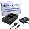 Trade-Shop USB Tipo-C Doppia Batteria Caricatore Rapido per 2 Batterie con LCD per Sony Alpha 7R IV ILCE-7RM4 A7R IV A7R4 Alpha 9 ILCE-9 A9 A9S 9S A9R 9R