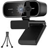 ISKOVI Webcam C28 1080P con copertura privacy e supporto per treppiede, fotocamera per PC con microfono a cancellazione del rumore, fotocamera per computer con correzione automatica della luce, plug