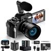 Eddioklp Fotocamera digitale 4K per fotografia, 48 MP/60 FPS, per YouTube, con schermo flip a 180° da 3 pollici, WiFi, zoom digitale 16x, con micro card da 32 GB, grandangolare e obiettivo macro (nero