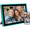 AKImart FRAMEO Cornice Digitale con Luce Neon 1280x800 HD IPS LCD Touch Screen Rotazione Automatica 32GB Memoria Supporta Unità USB/SD Card, Espandere la memoria, Condividi Momenti