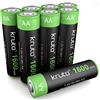 Kruta Batterie a energia solare AA 1600 mAh ad alta capacità 1,2 V NiMH ricaricabile AA batteria solare per luci esterne a batteria, luci stringa di batteria, telecomandi TV, mouse wireless, radio, torcia