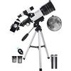 WOWCSXWC Astronomical Telescope, 70mm Aperture Refracting Telescope, Travel Telescope with Adjustable Tripod, Include Phone Adapter and One Wireless Camera Remote, for Adults Kids Beginners WOWCSXWC