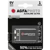 AgfaPhoto Batteria alcalina Ultra -9 V 6LR61 E-Block 1 pezzo