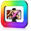 ZVD LED Luce Regolabile, 3 Tonalità, Ideale per Selfie, Trucco e Streaming, con Supporto Stabile e Illuminazione Uniforme, Cerchio Dimmerabile, Videoconferenze(Solo La Luce) (RGB)