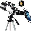 DERBUT Telescopi per telescopio astronomico con treppiede regolabile e adattatore per telefono, ambito portatile per bambini adulti principianti