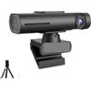 TIEOAXFT Mini webcam streaming PTZ 4K, telecamera for PC QHD 2K, monitoraggio AI e zoom automatico, con microfono, for conferenze aziendali(2K)