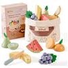 ROBUD Accessori per la cucina dei bambini in legno per giocattoli, alimenti per giochi di ruolo, cucine da gioco con custodia, regali per bambini a partire dai 3 anni in su, set di frutta