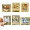 Odoria Casa delle Bambole Pittura Miniatura: 1/12 Scala 6 Pezzi Dipinto Dorato Incorniciato per Soggiorno e Salotto - Mini Quadro Pittura a Olio Vintage