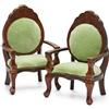 Odoria Casa delle Bambole Sedia Miniatura: 1/12 Scala Poltrona per Ufficio Soggiorno e Salotto Vittoriano Vintage - Mini Poltroncina di Lusso Camera da Letto Mobili Legno Verde 2 Pezzi