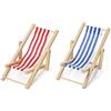 Odoria 1/12 Miniatura Sedia Sdraio Accessori Spiaggia per Casa delle Bambole, 2 Pezzi, Rosso e Blu