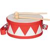 goki 61852 Tamburo Rosso - Tamburo per Bambini in Legno con 2 Bacchette e Tracolla, Ø 15 cm, Altezza 7 cm