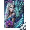 JQZKXNHPBR Fata Drago Fantasy Puzzle 1000 Pezzi Carta per Adulti Fiori Notturni Puzzle per Famiglia Relax Decorazione 38x26cm/1000pcs
