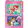 Educa - Puzzle Ariel e Jasmine | 2x48 pezzi Puzzle Set | Ariel, Disney Principesse | dai 4 anni (18213)