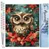 Figured'Art Dipingere con i Numeri - Paint by Numbers Gufo natalizio, Passatempo per Adulti, Kit Completo, Hobby Creativi - Quadri fai da te 40x50cm senza cornice