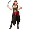 CARTOON Costume di Carnevale Pirata Donna Vestito con Corsetto e Fascia per Testa Travestimento Corsara Avventuriera Sensuale per Feste a Tema