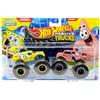Hot Wheels Monster Trucks Demolition Doubles, Spongebo vs Patrick, scala 1:64, metallo pressofuso, confezione da 2