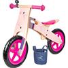 Small Foot 11613 Biciclettina Rosa Colibrì, in legno, in un design moderno, con sedile regolabile e pneumatici in gomma, a partire dai 3 anni