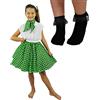 Sconosciuto Set di costume deluxe per bambini Rock N Roll con gonna a pois verde smeraldo (verde con pois bianchi e calzini neri)