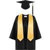 Generico 4Pz Toga Laurea Bambini Abito da Laureato Set Costumi Laurea e Ciondoli Cappello Costume da Laureato Studenti Elementare per Cerimonia Costume da Bachelor per Bambini 2-12 Anni (Black, 8-9 Years)