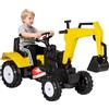 HOMCOM Ruspa Giocattolo Cavalcabile a Pedali per Bambini 3-6 Anni, Escavatore Cavalcabile con 4 Ruote, in Acciaio e Plastica, 107x42x71 cm, Giallo