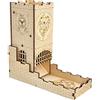 CZYY Castle - Tornio a dadi con vassoio in legno tagliato al laser, facile da scolpire, perfetto per giochi da tavolo, D&D e RPG (castello)