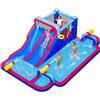 COSTWAY Parco Gonfiabile Scivolo d'Acqua, Grande Castello Gonfiabile con Doppio Scivolo, Piscina d'Acqua, Area Salto, Parete Arrampicata, Canestro da Basket e 3 Cannoni d'Acqua, 646 x 418 x 211 cm