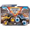 Monster Jam, Ufficiale Earth Shaker Vs. Megalodon Monster Truck pressofuso, scala 1:64, giocattoli per bambini dai 3 anni in su