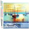 Figured'Art Dipingere con i Numeri - Paint by Numbers Barche A Vela Al Porto, Passatempo per Adulti, Kit Completo, Hobby Creativi - Quadri fai da te 40x50cm senza cornice