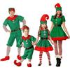 Generico Vestito da Elfo Verde Natale per Tutta la Famiglia Set Completo per Cosplay Carnevale Prestazioni Vacanze Inclusa Gonna Cappelli Calzini Costume Festivo per Spettacoli