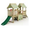 Wickey My First Playground 2 Parco giochi per bambini, struttura per arrampicata, parco giochi da giardino per bambini in legno massiccio impregnato con scivolo verde e telone verde pastello
