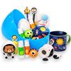 KORAT Pasqualone Sorpresa Bambini Uovo Pasqualone Tema Spazio 9 Pezzi Uovo Sorpresa Pasqua con Kit Cancelleria, Tazza Bambini, Set Scuola Spazio, Gadget Astronauta