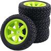 KEEDA Pneumatici in gomma da 75 mm e ruote per 1/10 RC On Road Car 1/16 RC Rally Car HSP 94123 HPI Kyosho Tamiya (nero e verde)