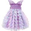 Generico Gonna Tulle Bambina Vestito da Fata Scintillante per Bambine Senza Maniche con Tutù Festivo e Decorazioni a Stelle (Purple, 3-4 Years)