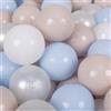 KiddyMoon 50 Palline/7Cm Palline Morbide Colorate Per Piscina Bambini Fatto In EU, Beige Pastello/Blu Pastello/Bianco/Perla