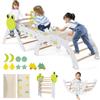 COSTWAY 7 in 1 Set da Arrampicata per Bambini, Giocattoli da Arrampicata in Legno con Rampa Scala e Arco, Gioco del Labirinto, Giochi Montessori per Bambini 1 Anni + (Rana 3 pezzi, Bianco)
