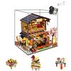 Montidey Kit fai da te in miniatura per casa delle bambole con scatola antipolvere e carillon, negozio di sushi giapponese, mobili per casa delle bambole 3D in legno, puzzle creativo, regalo di compleanno per
