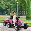 GYMAX Trattore Elettrico per Bambini con Telecomando, Giocattolo Cavalcabile con Funzione di Luce, Musica e Bluetooth, 6 Ruote Antiscivolo, 136 x 51 x 52 cm (Rosa)
