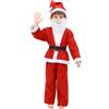 Generico Costume Babbo Natale Bambino, Vestito Babbo Natale Bambina Costumi Natalizi 5 Pezzi Cardigan + Pantalone + Cappello + Cintura + Barba Vestiti Natalizio per 4-9 Anni (Red, 4-6 Years)