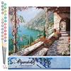 Figured'Art Dipingere con i Numeri - Paint by Numbers Vista Mare Dal Patio, Passatempo per Adulti, Kit Completo, Hobby Creativi - Quadri fai da te 40x50cm senza cornice
