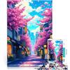 AITEXI Puzzle 1000 pezzi per adolescenti Via dei fiori di ciliegio giochi divertenti per famiglie con pezzi completamente interconnessi di forma casuale 52x38cm