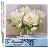 Figured'Art Dipingere con i Numeri - Paint by Numbers Peonie Bianche, Passatempo per Adulti, Kit Completo, Hobby Creativi - Quadri fai da te 40x50cm senza cornice