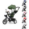 XUANYU 3in1 Triciclo Bambini Evolutivo Triciclo Bimba e Bimbo con Asta Parentale Regolabile/Removibile Triciclo Passeggino Leggero con Stoccaggio, Sedile Girevole e Cappottina Pieghevole (Verde)