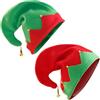 Hemobllo Cappellini Elfo Natalizio 2 Pezzi in Flanella Rosso e Verde Campanelli Copricapi a Ventaglio Chic per Accessori Festa di Natale Decorativi e Sonori